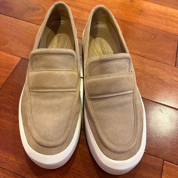 Vince Ghita Camel Brown Beige Suede platform Penny Loafers 38.5 - Picture 4 of 4